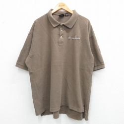 XL★古着 ハーレーダビッドソン Harley Davidson 半袖 ポロ シャツ メンズ 90年代 90s ワンポイントロゴ 大きいサイズ コットン USA製 茶 ブラウン 【spe】 25jun04 中古 トップス