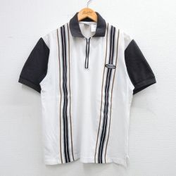 lotto 90s 半袖ハーフジップポロシャツ 鹿の子 ホワイト L | 古着