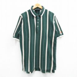 L★古着 半袖 ポロ シャツ メンズ 00年代 00s コットン 緑他 グリーン ストライプ 25jun04 中古 トップス