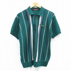 L★古着 半袖 ポロ シャツ メンズ 90年代 90s JORDACHE 緑他 グリーン ストライプ 25jun04 中古 トップス