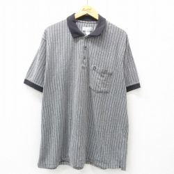 XL★古着 マンシングウェア 半袖 ポロ シャツ メンズ 大きいサイズ グレー他 ストライプ 25jun05 中古 トップス