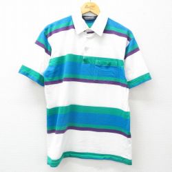 ピューリタン 80s 半袖ポロシャツ ホワイトボーダー XL | 古着