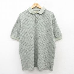 【50%OFF】XL★古着 半袖 ポロ シャツ メンズ 総柄 大きいサイズ 薄緑系他 グリーン 25jun05 中古 トップス