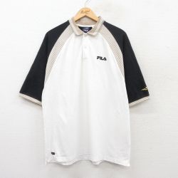 XL★古着 フィラ FILA 半袖 ポロ シャツ メンズ 00年代 00s ワンポイントロゴ US OPEN テニス ラグラン 白他 ホワイト 25jun05 中古 トップス