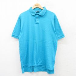 【50%OFF】XL★古着 ヘインズ Hanes 半袖 ポロ シャツ メンズ 90年代 90s 大きいサイズ コットン USA製 水色 25jun05 中古 トップス