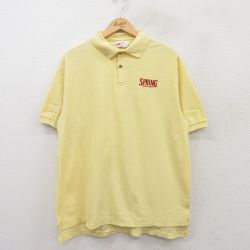 【50%OFF】XL★古着 半袖 ポロ シャツ メンズ 90年代 90s SPRING 鹿の子 コットン USA製 黄 イエロー 25jun05 中古 トップス