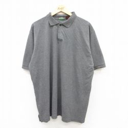 【50%OFF】XL★古着 半袖 ポロ シャツ メンズ 鹿の子 大きいサイズ ロング丈 濃グレー 霜降り 25jun05 中古 トップス