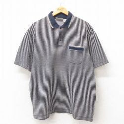 XL★古着 エアロポステール AEROPOSTALE 半袖 ポロ シャツ メンズ 00年代 00s 大きいサイズ 紺 ネイビー ボーダー 25jun05 中古 トップス