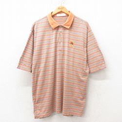 【50%OFF】XL★古着 半袖 ポロ シャツ メンズ 00年代 00s USオープン 大きいサイズ コットン オレンジ ボーダー 25jun05 中古 トップス
