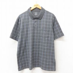 XL★古着 半袖 ポロ シャツ メンズ 大きいサイズ グレー 25jun05 中古 トップス