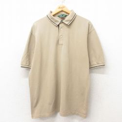 XL★古着 半袖 ポロ シャツ メンズ 鹿の子 大きいサイズ コットン ベージュ カーキ 25jun05 中古 トップス