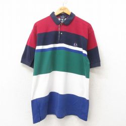 【50%OFF】XL★古着 GANT 半袖 ポロ シャツ メンズ 90年代 90s 鹿の子 マルチカラー コットン 緑他 グリーン 25jun06 中古 トップス