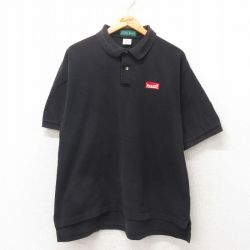 XL★古着 半袖 ポロ シャツ メンズ 90年代 90s MARKER 鹿の子 コットン USA製 黒 ブラック 25jun06 中古 トップス
