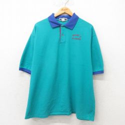 【50%OFF】XL★古着 ジャージーズ 半袖 ポロ シャツ メンズ 00年代 00s ドライクリーニング 鹿の子 大きいサイズ コットン 青緑 25jun06 中古 トップス
