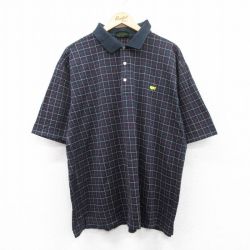 XL★古着 半袖 ポロ シャツ メンズ 00年代 00s 大きいサイズ コットン 紺他 ネイビー チェック 25jun06 中古 トップス