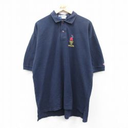 【20%OFF】XL★古着 チャンピオン Champion 半袖 ブランド ポロ シャツ メンズ 90年代 90s アトランタオリンピック 鹿の子 大きいサイズ コットン 紺 ネイビー 【spe】 25jun06 中古 トップス