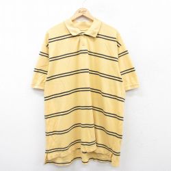 XL★古着 セントジョンズベイ 半袖 ポロ シャツ メンズ 鹿の子 大きいサイズ ロング丈 コットン 黄系他 イエロー 25jun06 中古 トップス