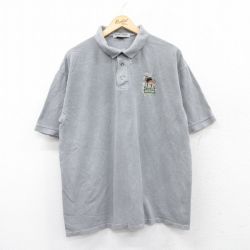 【20%OFF】XL★古着 半袖 ポロ シャツ メンズ 90年代 90s シカ ジャクソンホール 鹿の子 大きいサイズ コットン USA製 グレー 【spe】 25jun06 中古 トップス