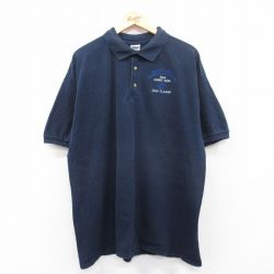 XL★古着 半袖 ポロ シャツ メンズ 00年代 00s GORDY NOEL 鹿の子 大きいサイズ コットン 紺他 ネイビー 25jun06 中古 トップス
