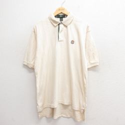 XL★古着 半袖 ポロ シャツ メンズ 90年代 90s 鹿の子 コットン 薄ベージュ カーキ 25jun17 中古 トップス