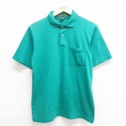 M★古着 半袖 ポロ シャツ メンズ 90年代 90s 無地 USA製 緑 グリーン 25jun17 中古 トップス