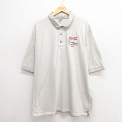 【50%OFF】XL★古着 マンシングウェア 半袖 ポロ シャツ メンズ 90年代 90s コカコーラ 大きいサイズ コットン USA製 グレー 25jun17 中古 トップス