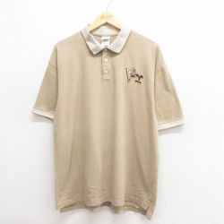XL★古着 半袖 ポロ シャツ メンズ 00年代 00s ルーニーテューンズ LOONEY TUNES ワイリーコヨーテ コットン ベージュ カーキ 【spe】 25jun17 中古 トップス