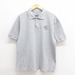 【50%OFF】L★古着 半袖 ポロ シャツ メンズ カンクン 鹿の子 コットン グレー 霜降り 25jun17 中古 トップス