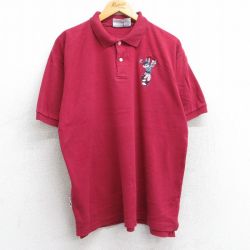 【50%OFF】ルーニーテューンズ 90s 半袖ポロシャツ バッグスバニー バーガンディ L | 古着