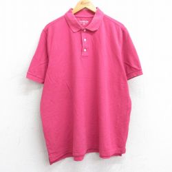 XL★古着 半袖 ポロ シャツ メンズ 鹿の子 大きいサイズ コットン ピンク 25jun20 中古 トップス