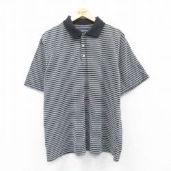 XL★古着 半袖 ポロ シャツ メンズ 00年代 00s 大きいサイズ 黒他 ブラック ボーダー 25jun21 中古 トップス
