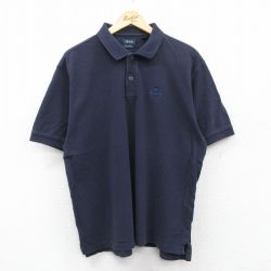 XL★古着 IZOD 半袖 ポロ シャツ メンズ ワンポイントロゴ 鹿の子 大きいサイズ コットン 紺 ネイビー 25jun21 中古 トップス