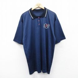 半袖ポロシャツ メッシュ地 ネイビー XL | 古着