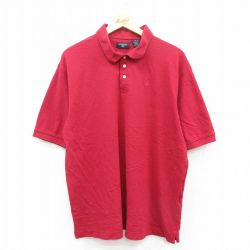 XL★古着 ドッカーズ 半袖 ブランド ポロ シャツ メンズ ワンポイントロゴ 鹿の子 コットン エンジ 25jun30 中古 トップス