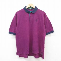 【50%OFF】XL★古着 半袖 ポロ シャツ メンズ 90年代 90s メルセデスベンツ 鹿の子 コットン USA製 紫他 パープル 【spe】 25jun30 中古 トップス