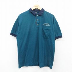 XL★古着 半袖 ポロ シャツ メンズ 90年代 90s Fscilities 鹿の子 USA製 青緑系他 25jun30 中古 トップス