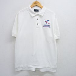 XL★古着 半袖 ポロ シャツ メンズ 90年代 90s SOLING WORLD コットン USA製 白 ホワイト 25jun30 中古 トップス