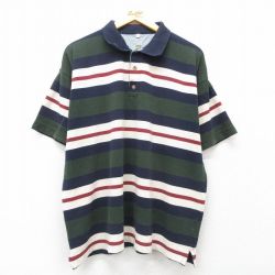 【50%OFF】XL★古着 半袖 ポロ シャツ メンズ ロング丈 大きいサイズ 紺他 ネイビー 25jul02 中古 トップス