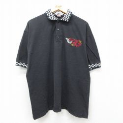 【50%OFF】XL★古着 半袖 ポロ シャツ メンズ FALLS FAST 大きいサイズ コットン カナダ製 黒他 ブラック 25jul02 中古 トップス