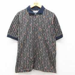【20%OFF】XL★古着 半袖 ポロ シャツ メンズ ゴルフ 大きいサイズ コットン 紺他 ネイビー 25jul02 中古 トップス