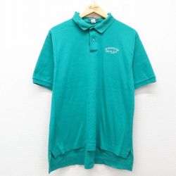 L★古着 半袖 ポロ シャツ メンズ 90年代 90s BERLEX コットン USA製 青緑 25jul02 中古 トップス
