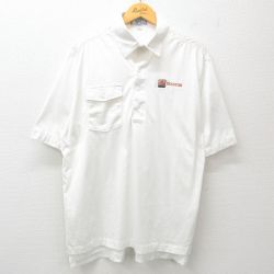 【50%OFF】XL★古着 キングルイ 半袖 ポロ シャツ メンズ 90年代 90s ヘストン 大きいサイズ コットン USA製 白 ホワイト 25jul02 中古 トップス