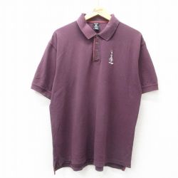 XL★古着 半袖 ポロ シャツ メンズ 00年代 00s ルーニーテューンズ LOONEY TUNES バッグスバニー 鹿の子 コットン エンジ 【spe】 25jul02 中古 トップス
