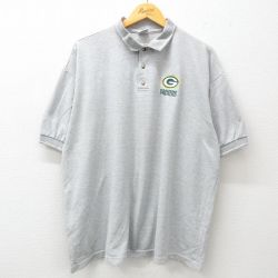 【50%OFF】XL★古着 半袖 ポロ シャツ メンズ 00年代 00s NFL グリーンベイパッカーズ 大きいサイズ グレー他 ボーダー アメフト スーパーボウル 25jul02 中古 トップス