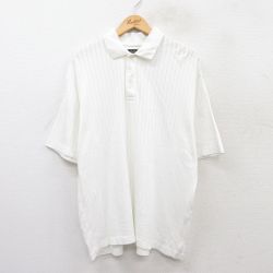 【50%OFF】XL★古着 半袖 ポロ シャツ メンズ 00年代 00s 大きいサイズ 白 ホワイト ストライプ 25jul02 中古 トップス