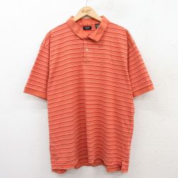 IZOD 半袖ポロシャツ ゴルフ オレンジボーダー XL | 古着