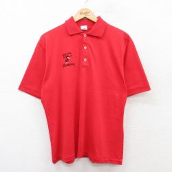 【20%OFF】XL★古着 半袖 ポロ シャツ メンズ 90年代 90s 鳥 Backers USA製 赤 レッド 25jul05 中古 トップス