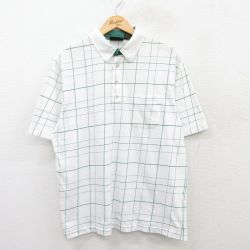 ジャンセン 半袖ポロシャツ ホワイトチェック XL | 古着