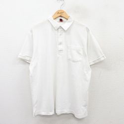 【50%OFF】XL★古着 半袖 ポロ シャツ メンズ 80年代 80s 鹿の子 大きいサイズ 白 ホワイト 25jul05 中古 トップス