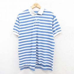 80s 半袖ポロシャツ ブルーボーダー XL | 古着